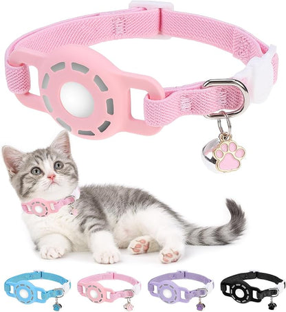 Airtag Cat Collar Breakaway, Stretchy Cat Tracker Collar by DILLYBUD