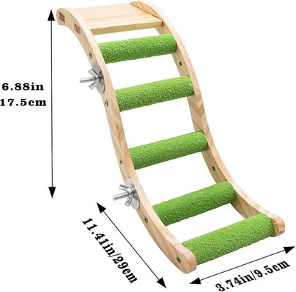 Bird Ladder Bridge, Wooden Pet Parrot Hamster Climbing Ladder Toys, Pet Bird - Image 6