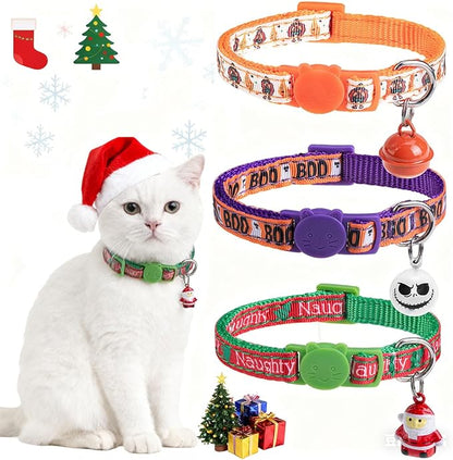 Christmas Cat Collar with Bells, Thanksgiving Cat Collar Breakaway, Halloween by DILLYBUD
