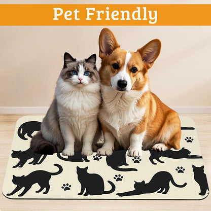 Pet Feeding Mat, Cat Silhouette Absorbent Dog Cat Food Mat Dog Mat - Image 2
