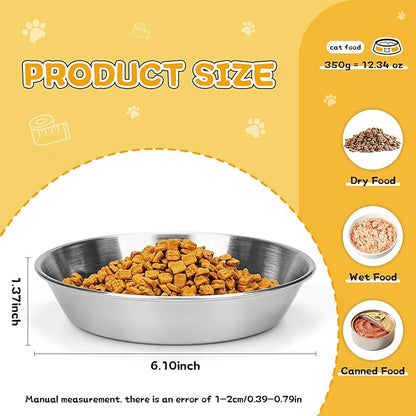 4-Pack Stainless Steel Cat Food Bowls, Shallow Whisker-Friendly Non-Slip - Image 5