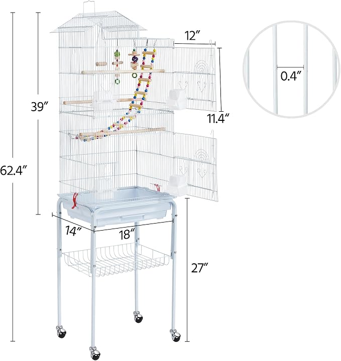 Yaheetech 62.5-inch Roof Top Flight Bird Cage - Image 3