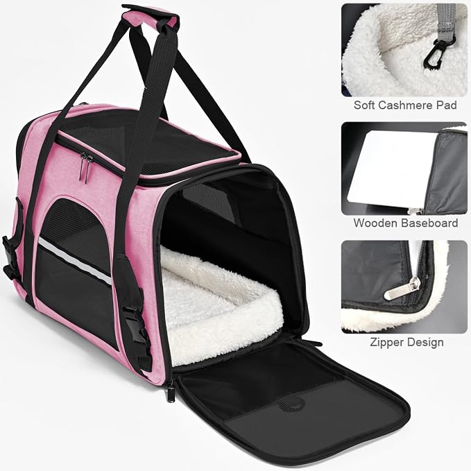Dog Cat Carrier Soft for Small Pet Up to 16 Lbs TSA Airline Approved Travel - Image 3