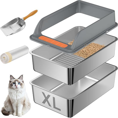 Stainless Steel Sifting Litter Box by Yoochee