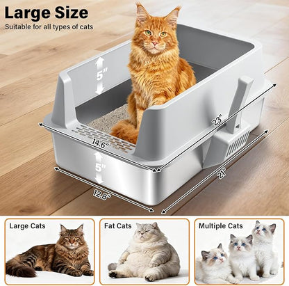 Stainless Steel Litter Box, XL Metal Cat Litter Box - Image 2