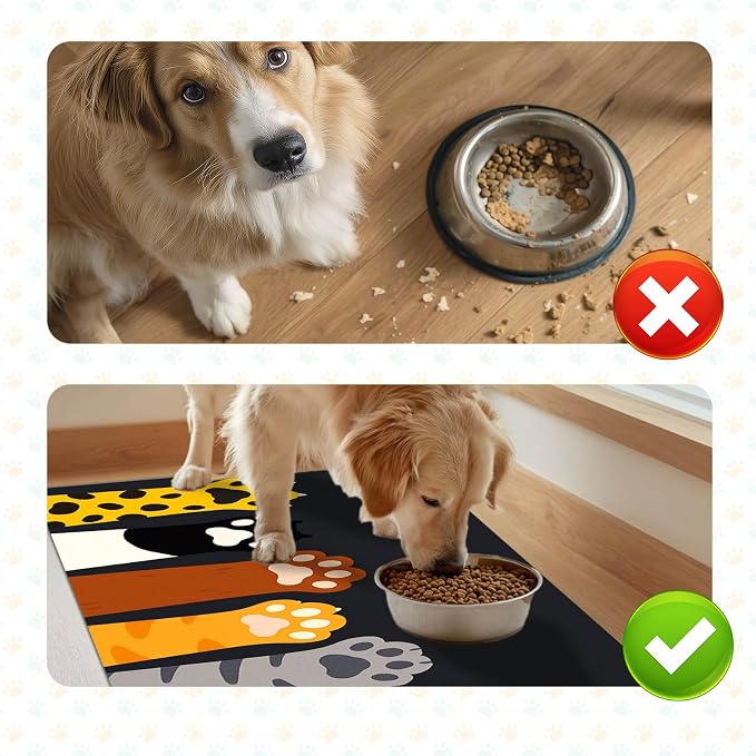 Cute Animal Paw Pet Food Mat Non Slip Spill Proof Feeding Pad - Image 7