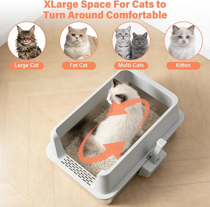 2PACK Stainless Steel Cat Litter Box - Image 5