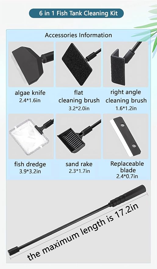 6-in-1 Aquarium Cleaning Tools Fish Tank Cleaning Kit - Image 2