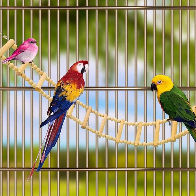 Bird Ladder Bridge, Wooden Pet Hamster Climbing & Swing Toys, Cage Accessories - Image 3