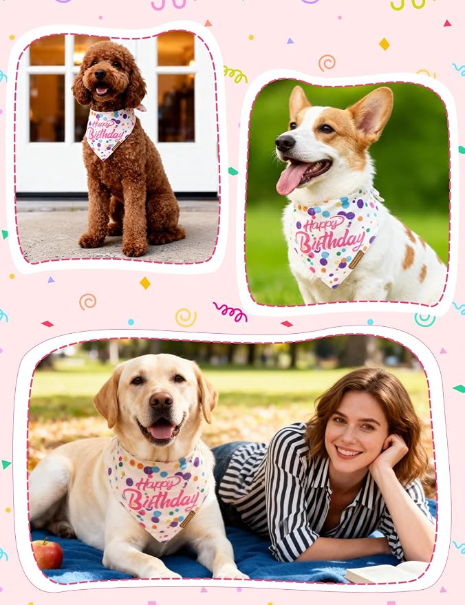Luxury Double-Layer Dog Birthday Bandana – Handmade, Silk-Soft Polyester - Image 7