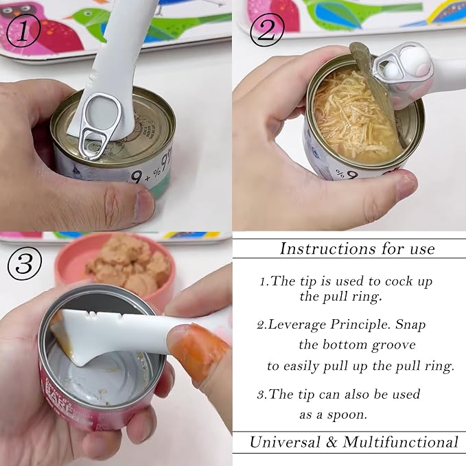 3 Pcs Pet Food Can Lids & One Can Spoon | Cute Paw Shape Opener Spatula Cat Wet - Image 3