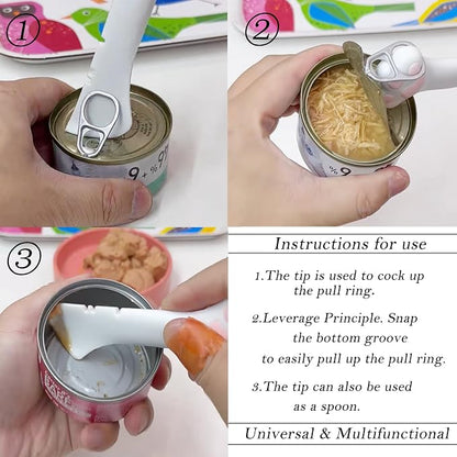 3 Pcs Pet Food Can Lids & One Can Spoon | Cute Paw Shape Opener Spatula Cat Wet - Image 3