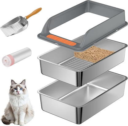 Stainless Steel Sifting Litter Box by Yoochee