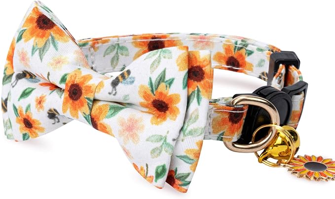 2 Pack Cotton Cat Collar with Bow Tie and Bell - Image 4