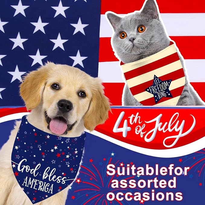4th of July Dog Bandanas, Patriotic Party Pet Decorations 2 Pack, Adjustable - Image 2