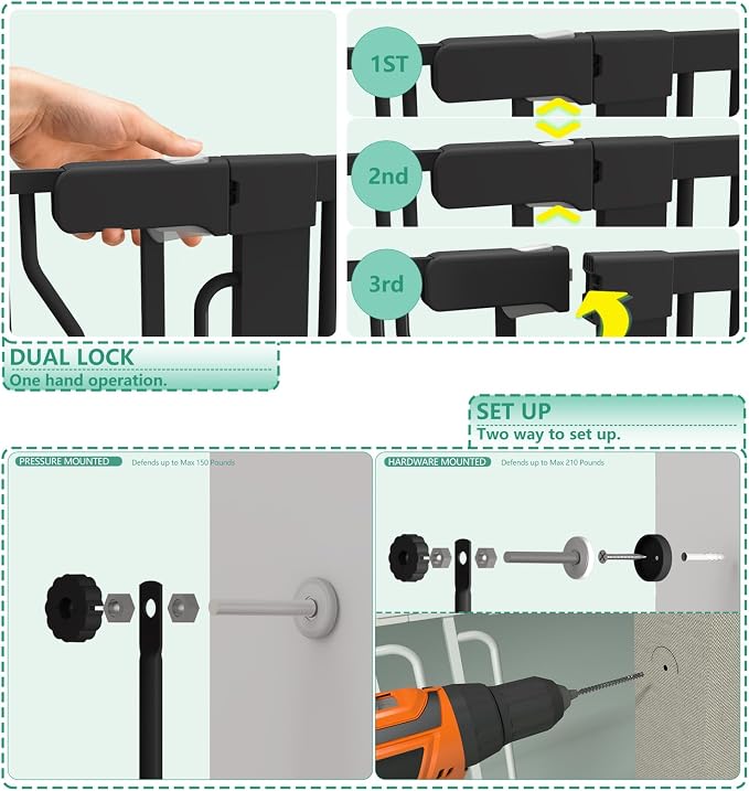 Jiprlak51 Extra Tall Cat Gate for Doorway – 28.5"-48.7" Extra Wide Pet Gate - Image 6