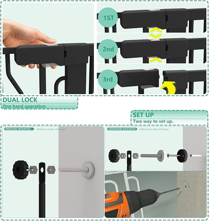 Jiprlak51 Extra Tall Cat Gate for Doorway – 28.5"-48.7" Extra Wide Pet Gate - Image 6