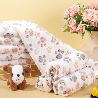Chumia 40 Pcs Blankets Soft Fluffy Fleece Washable Pet Dog Sleep mat Paw Print - Image 4