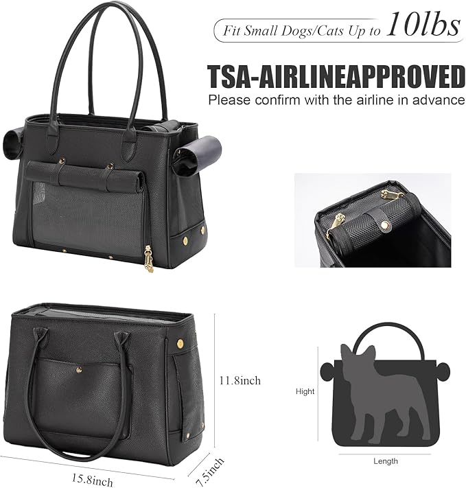 Fashion Pet Carrier Purse for Small Cat and Dog, Luxury Pu Soft-Sided Tote Bag - Image 2