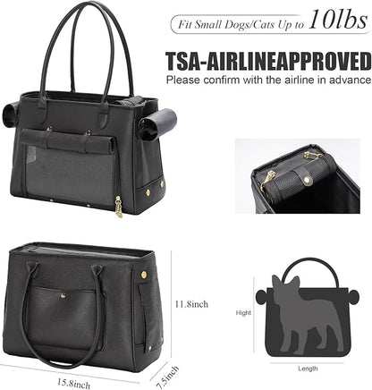 Fashion Pet Carrier Purse for Small Cat and Dog, Luxury Pu Soft-Sided Tote Bag - Image 2