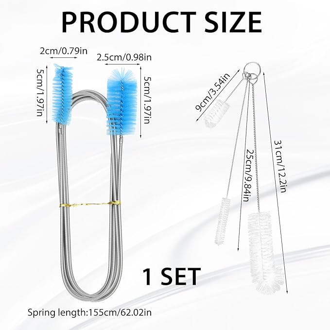 79” Flexible Pipe Cleaner Brush Set, Dual-Ended and Extra-Long Stainless Steel - Image 3
