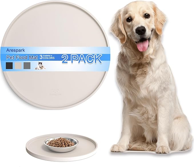 Arespark Dog Food Mat, Nonslip Waterproof Dog Silicone Feeding Bowl Mat by Arespark