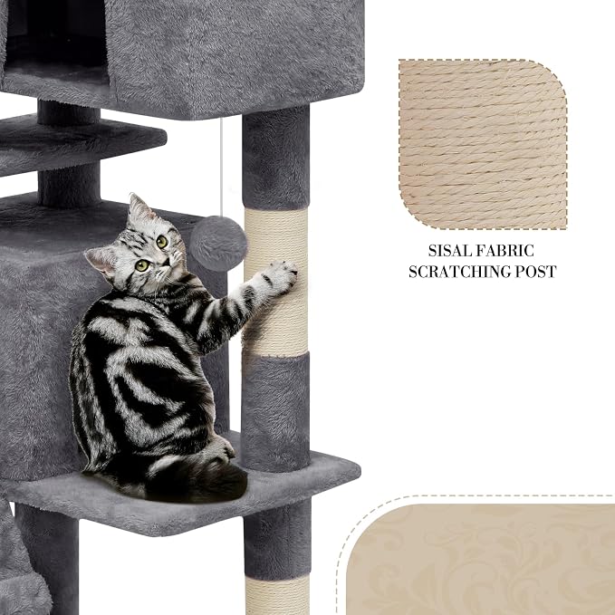 Athena Collection Cat Tree, 54 Inch Cat Tree Tower - Image 6