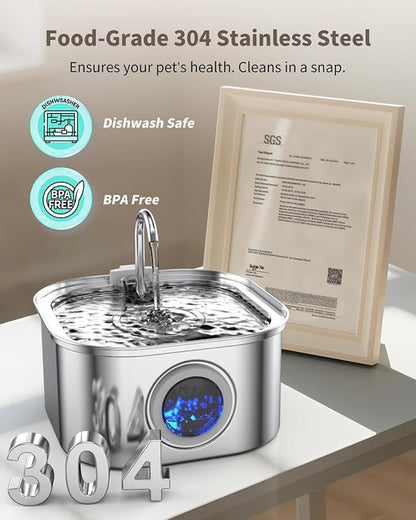 Cat Water Fountain Stainless Steel, 3.2L/108oz Cat Fountain - Image 3