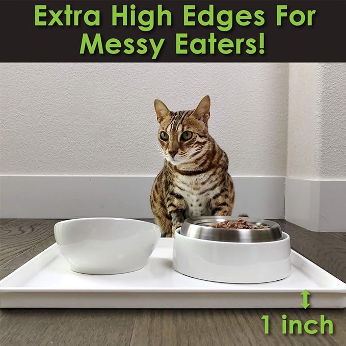 CatGuru Cat Food Mat, Small & Large Pet Feeding Mat, Waterproof Cat Tray - Image 4