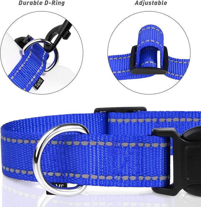 TagME Reflective Nylon Dog Collars, Adjustable Classic Pet Collar - Image 3