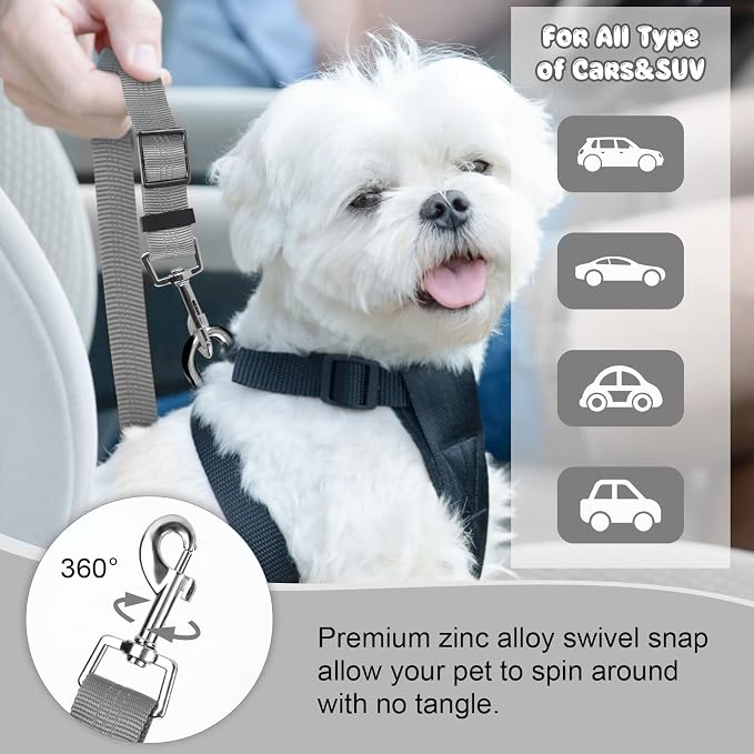 BWOGUE Pet Dog Cat Seat Belts, Car Headrest Restraint Adjustable Safety Leads - Image 5