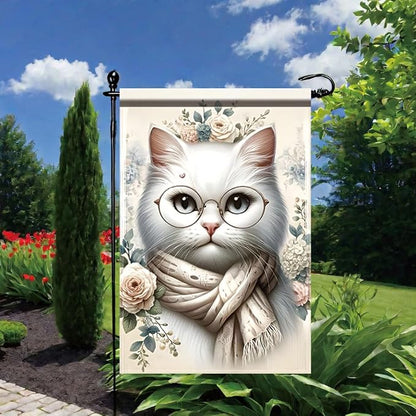Cat Garden Flag 12x18 Inch Double Sided Outdoor Yard Banner White Cat - Image 6