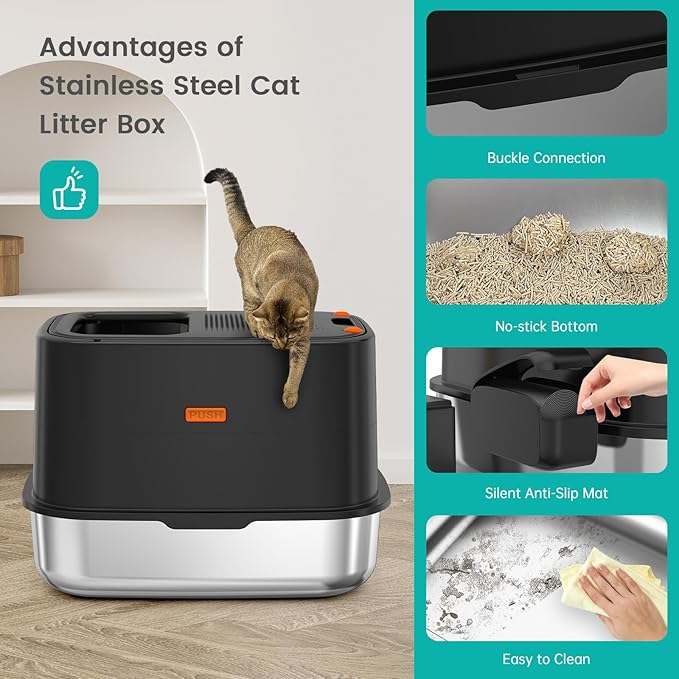 Enclosed Stainless Steel Cat Litter Box - Image 7