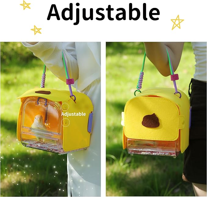 Bird Travel Carrier Cage with Metal Perch, Bottom Mesh, Food Bowl Tray - Image 5