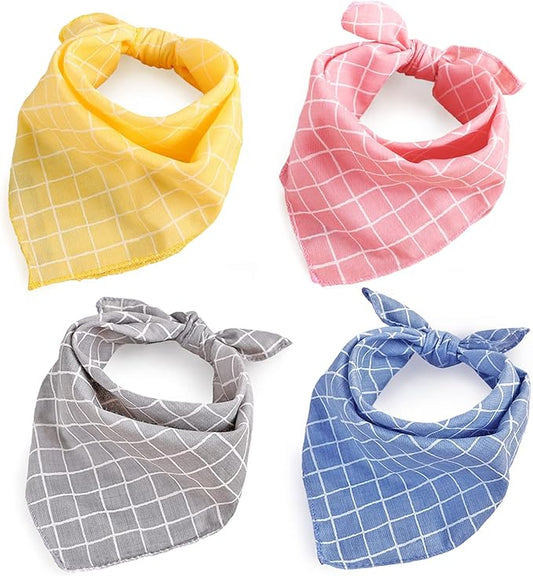 4PCS Spring Dog Bandanas Cat Birthday Cute Soft Cotton Puppy Scarfs Washable by ZIRVYIR