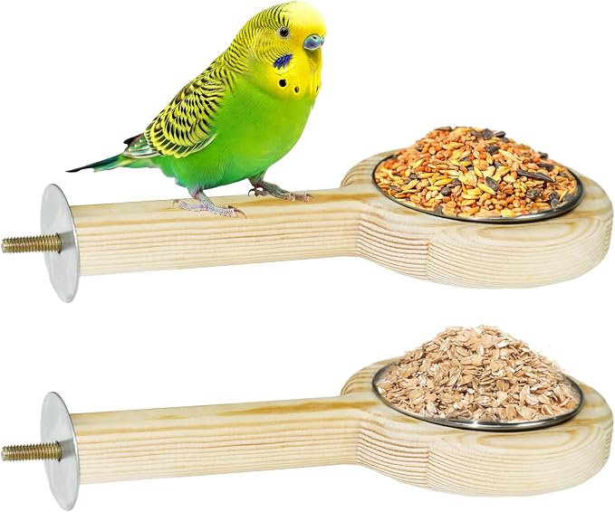 ASOCEA 2 Pack Bird Perch Feeding Cup, Bowls by ASOCEA