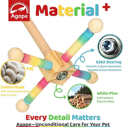 Agape Bird Toy, Parrot 360° Interactive Rotating Perch, Bird Cage Accessories - Image 3