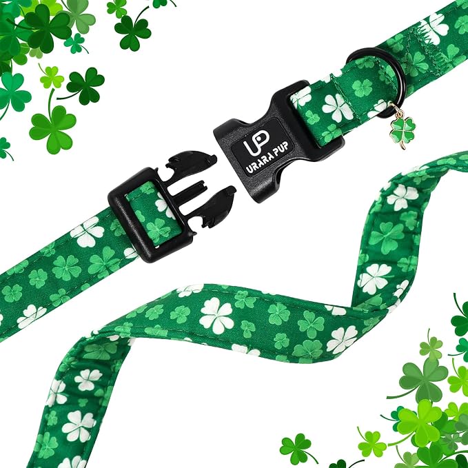 St. Patrick's Day Dog Collar, UP URARA PUP Shamrock Adjustable Pet Collar - Image 4