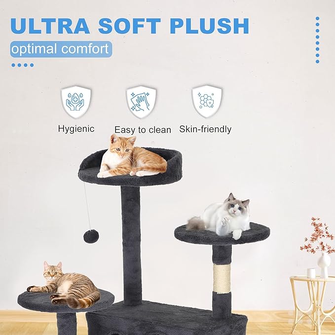 FDW | 81" Cat Tree Tower | Dark Gray | Multi-Level Indoor Activity Center - Image 3