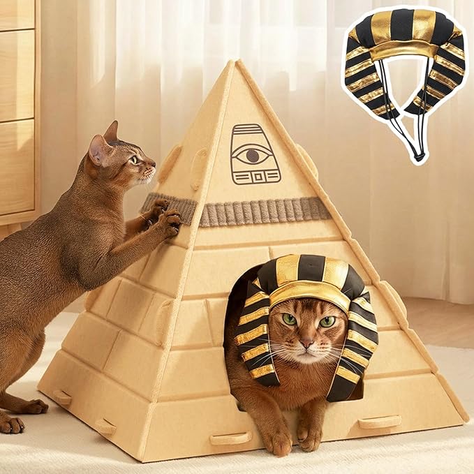 Cat House for Indoor Cats, Scratch-Resistant Cat Cave, Felt Cat Hideaway by Mellownido