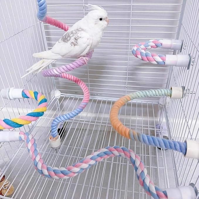 3pcs Nopikku Gradient Bendable Bird Rope Perches Climbing Rope Toys Fun Bird - Image 9