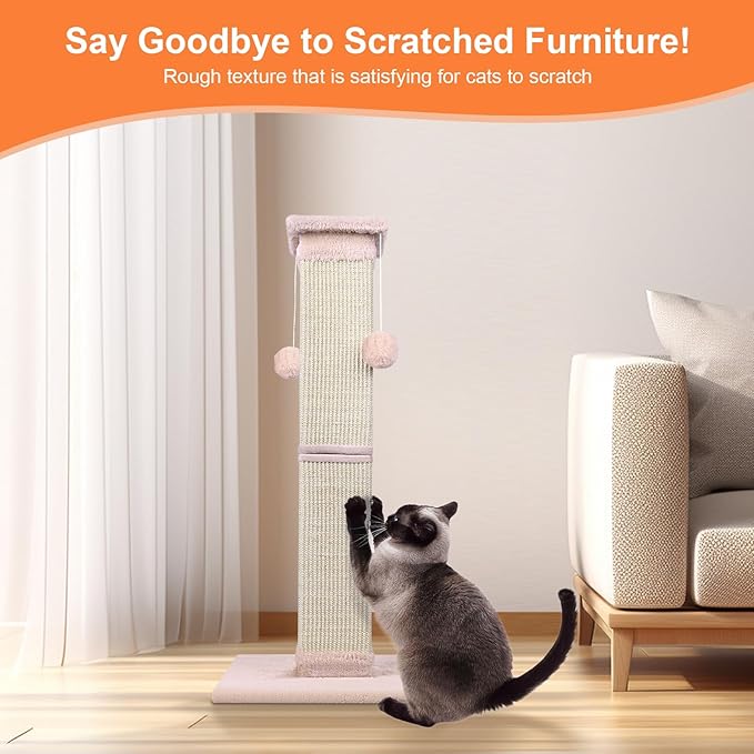 Cat Scratching Post 33 Inch Nature Sisal Cat Scratch Post - Image 3