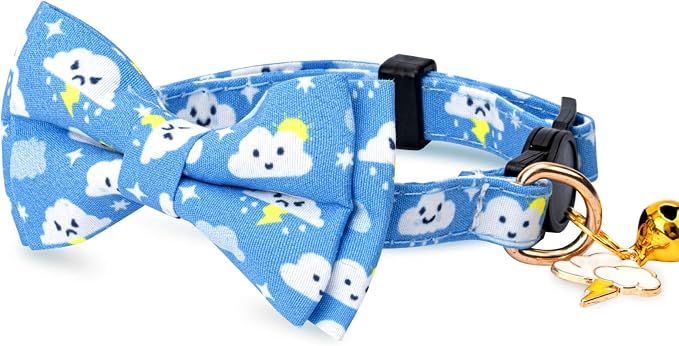 2 Pack Cotton Cat Collar with Bow Tie and Bell - Image 3
