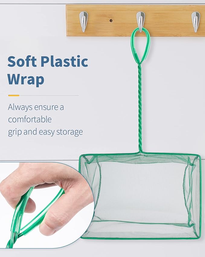 Pawfly Aquarium Fish Net with Braided Metal Handle Square Net with Soft Fine - Image 4