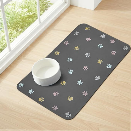 Cat Food Mat Absorbent Dog Mat for Food and Water Non Slip Quick Dry Dog Bowl by YetstockDirect