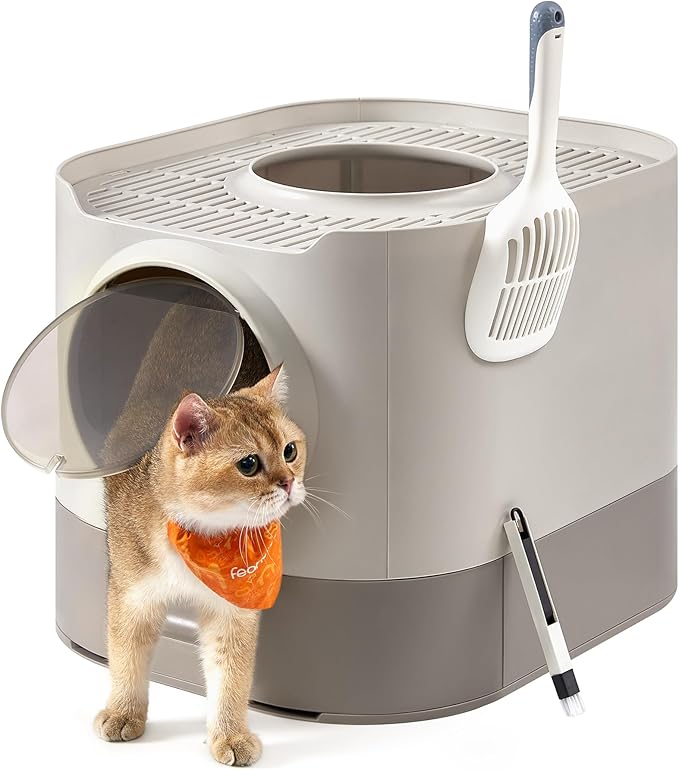 Feandrea Cat Litter Box with Lid, XL Enclosed Litter Box with Slide-Out Tray by FeandreabySONGMICSHOME