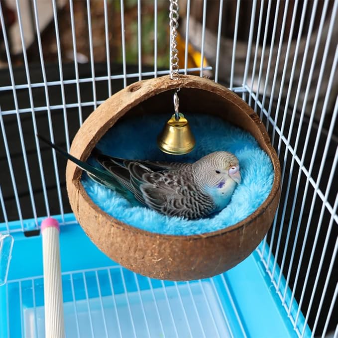 2 Pcs Natural Coconut Shell Bird Nest House Bed Breeding Nesting Anti-Pecking - Image 2