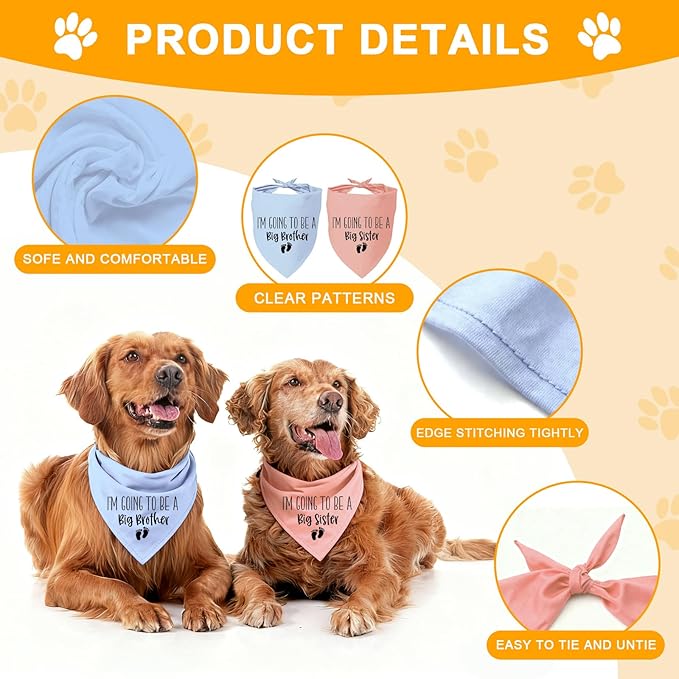 2 Pack Dog Bandana Pregnancy Announcement, I'm Going to Be a Big Brother Gender - Image 3