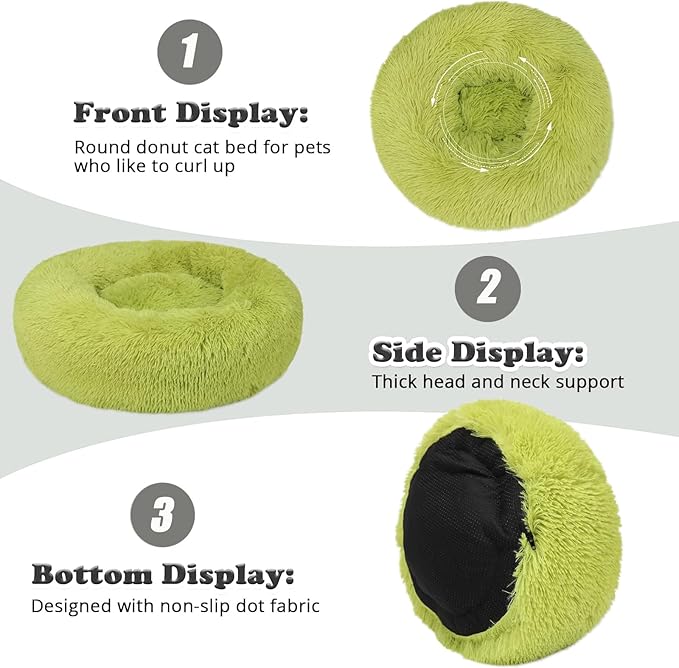 Calming Donut Dogs Beds for Small Dogs Washable, 23inch Plush Round Pet Bed for - Image 4
