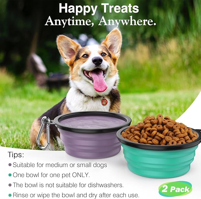 Pawaboo Collapsible Dog Bowls 2 Pack, Silicone Feeding Watering Bowls - Image 5